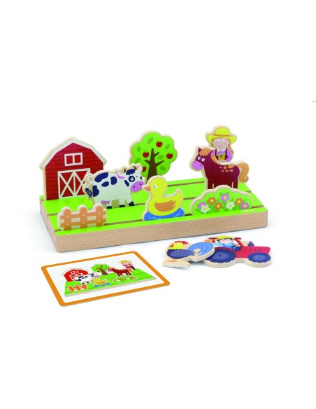 Hölzernes 2-in-1-Puzzle Entfernungslernen Viga – Montessori-Lernen