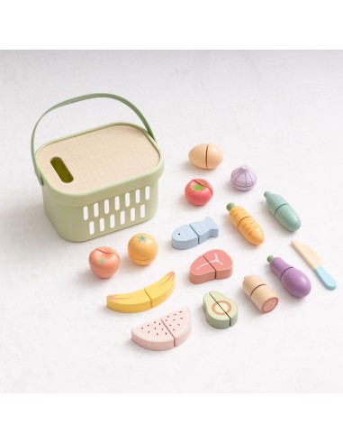 Tooky Toy Wooden Food Basket for Cutting