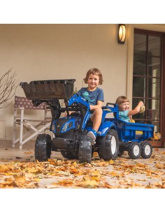 Falk Traktor na pedały New Holland z przyczepą oraz łyżką i koparką 2