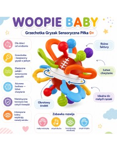 WOOPIE Barškučio-ramtuko sensorinis kamuolys kūdikiams 0+ 2