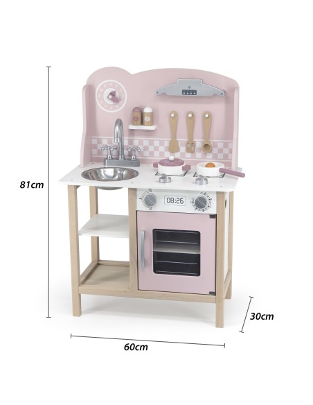 VIGA PolarB Holz-Küche mit Zubehör Silver - Pink