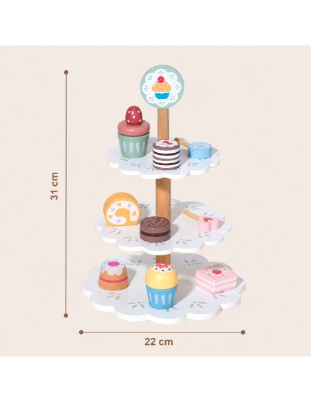 TOOKY TOY Sweets Platter Wooden Stand for Cupcakes and Cakes