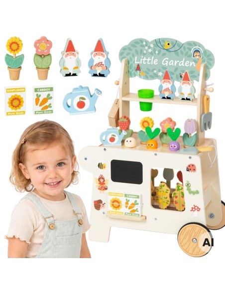 „Tooky Toy“ 57 dalių sodo vežimėlis – medinis žaislas