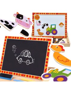 Dvišonė medinė TOOKY TOY lenta – magnetinės ūkio dėlionės