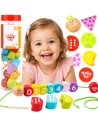 Wooden Caterpillar Threading Blocks - Tooky Toy - Learning and Play!