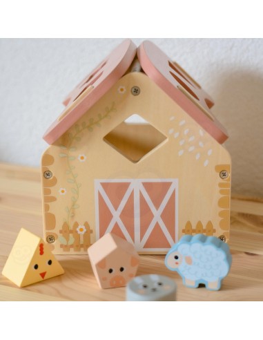 WOOPIE GREEN Holz-Bauernhof Sortierer für Formen und Farben 13-tlg.