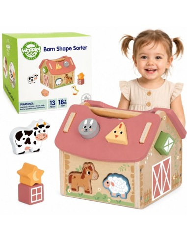 WOOPIE GREEN Wooden Farm Shape and Color Sorter 13 pcs.