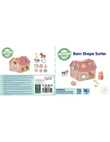 WOOPIE GREEN Wooden Farm Shape and Color Sorter 13 pcs.
