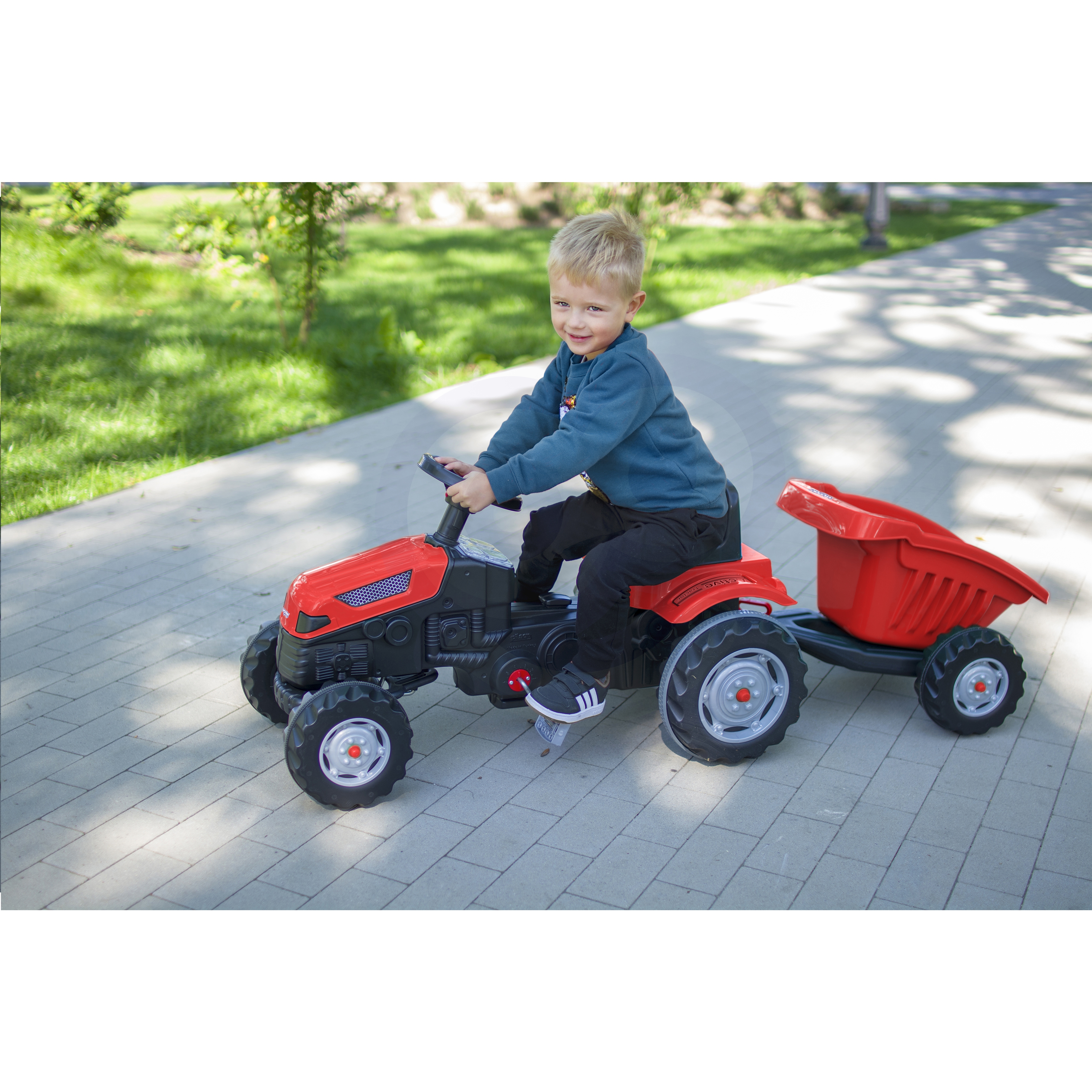 Traktor na pedały farmer gotrac maxi z przyczepą ciche koła