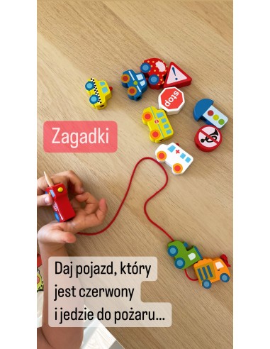 VIGA Drewniane Klocki Przeplatanka Sznurowanka Samochody  игрушки