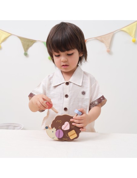 VIGA Wooden Hedgehog Toy with Screws Montessori - Creative Play