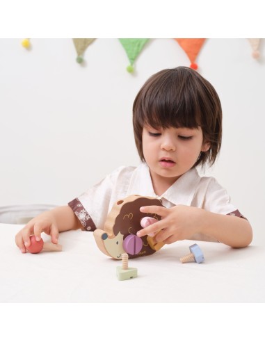 VIGA Drewniana Zabawka Jeżyk z Śrubkami Montessori - Kreatywna Zabawa
