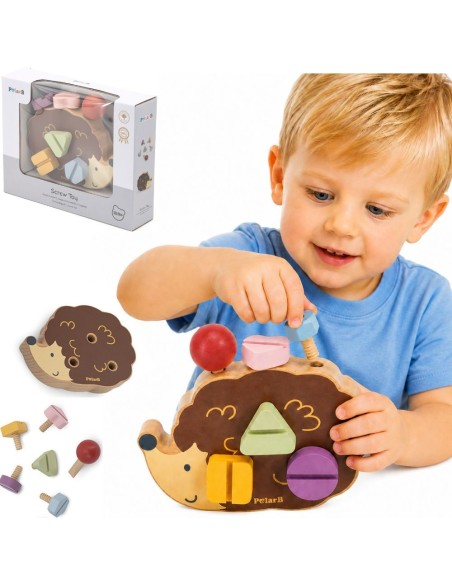 VIGA Holzspielzeug Igel mit Schrauben Montessori – Kreatives Spielen