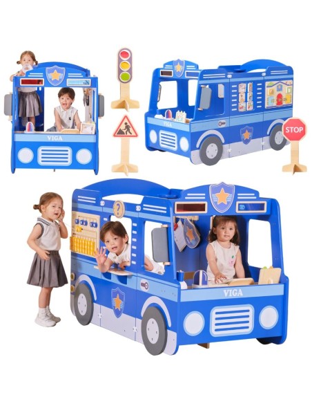 Großes VIGA Polizeiauto - Lernspielzeug aus Holz für Kinder