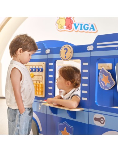 Großes VIGA Polizeiauto - Lernspielzeug aus Holz für Kinder