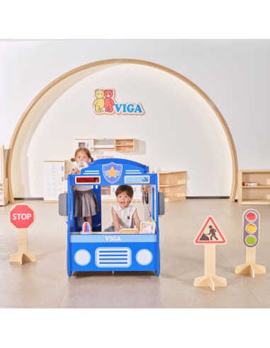 Didelis VIGA policijos automobilis - medinis edukacinis žaislas vaikams
