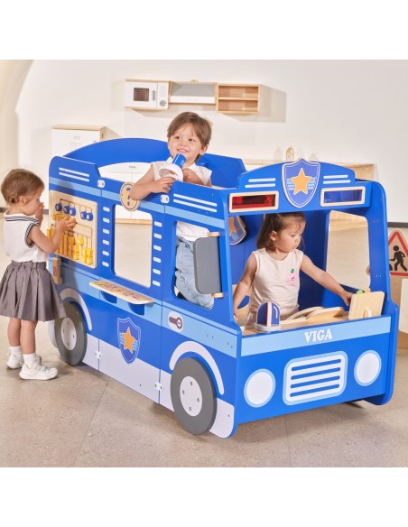Großes VIGA Polizeiauto - Lernspielzeug aus Holz für Kinder