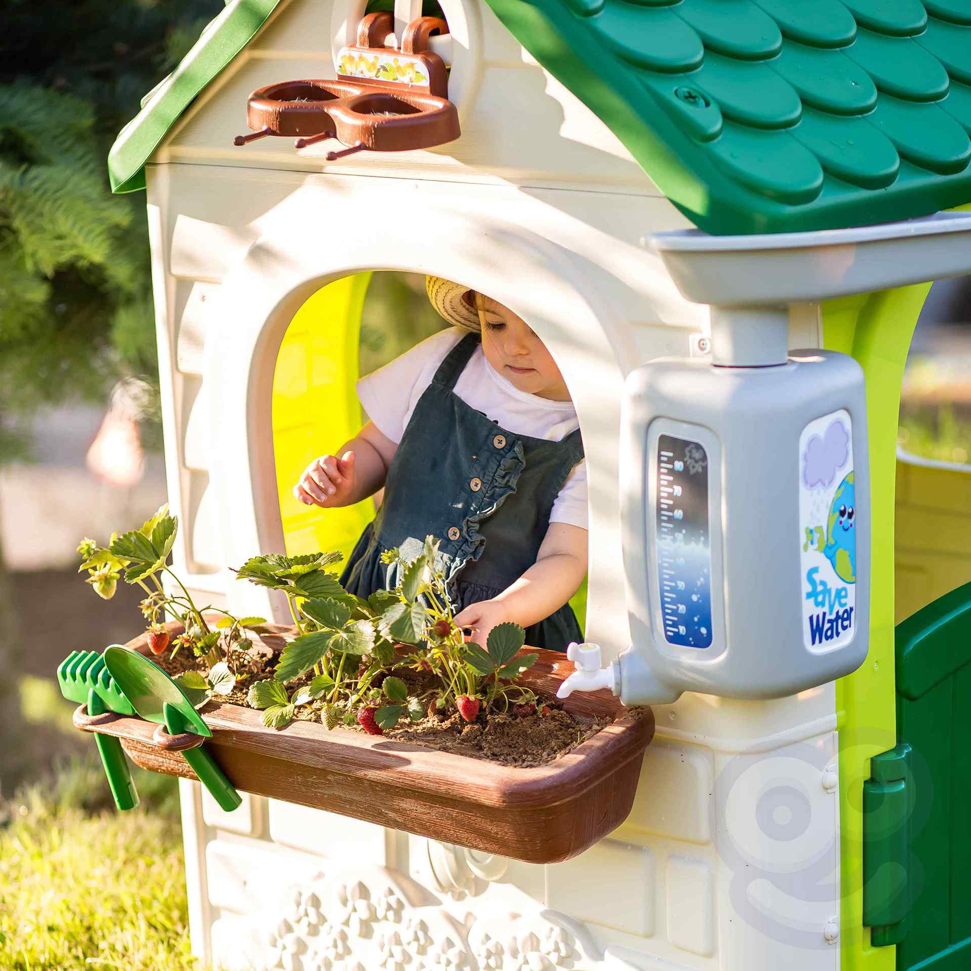 Domek ogrodowy eco karmnik segregacja odpadów imitacja panelu słonecznego