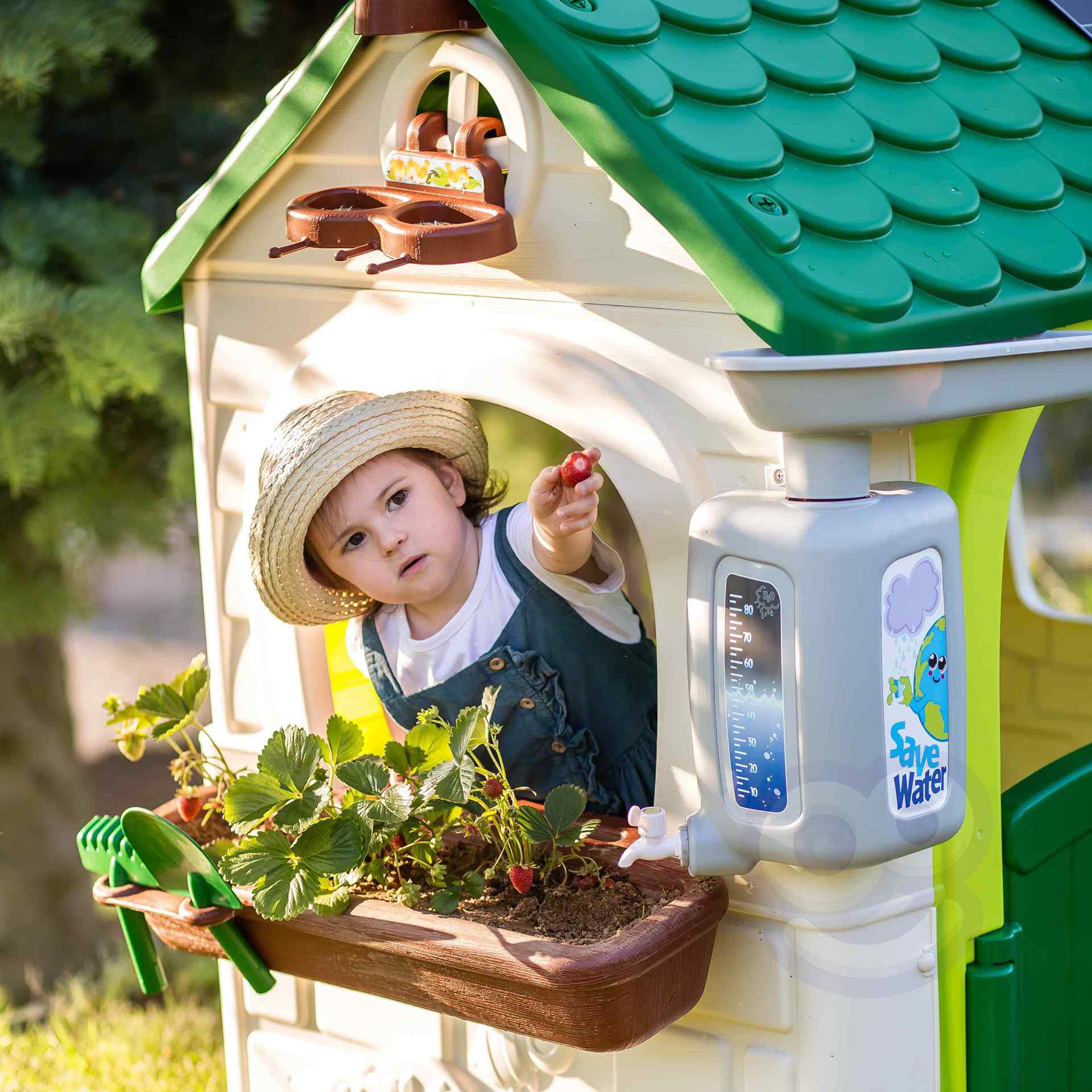 Domek ogrodowy eco karmnik segregacja odpadów imitacja panelu słonecznego