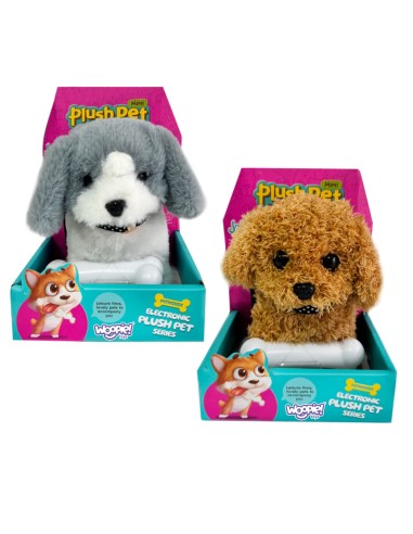 Interaktiver Plüschhund mit Knochen, der wandelt – Woopie!
