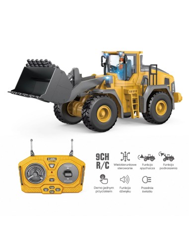 Ładowarka Budowlana RC Woopie - 9 Kanałów 2,4 GHz Metal Światło Dźwięk