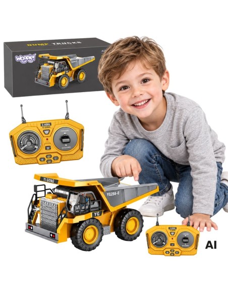 RC Woopie Construction Dump Truck - 9 Channels 2.4 GHz, Metal, Sound