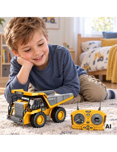RC Woopie Construction Dump Truck - 9 Channels 2.4 GHz, Metal, Sound