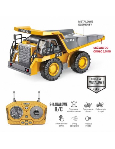 RC-Woopie-Baustellen-Muldenkipper – 9 Kanäle, 2,4 GHz, Metall, Sound