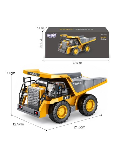 RC Woopie Construction Dump Truck - 9 Channels 2.4 GHz, Metal, Sound