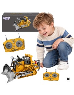 RC-Raupenbulldozer – 2,4-GHz-Fernsteuerung, Metall, Beleuchtung, Woopie-Sound