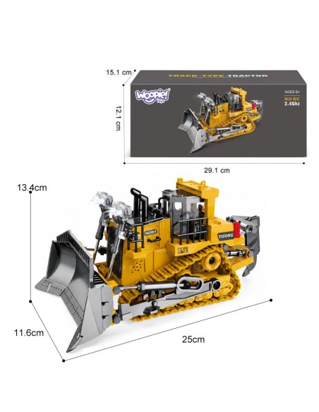 RC Crawler Bulldozer - 2.4GHz Remote Control, Metal, Lights, Woopie Sound