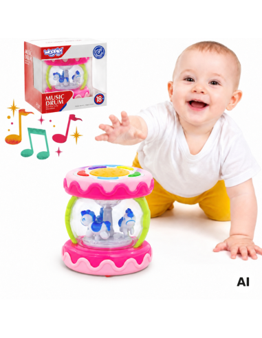 3-in-1 Musical Drum for Babies + Crawling Roller