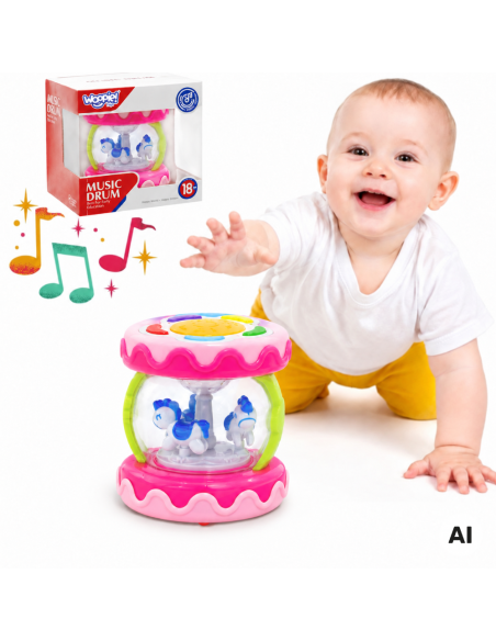 3-in-1 Musical Drum for Babies + Crawling Roller