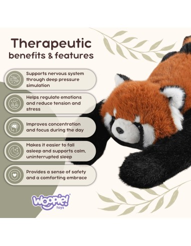 WOOPIE Red Panda Teddy Bear Sensory Weighted Plush Toy 1.5kg For Soothing Sleep