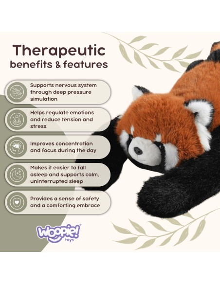 WOOPIE Roter Panda Teddybär, sensorisches, gewichtetes Plüschtier, 1,5 kg, für einen erholsamen Schlaf
