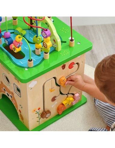 TOOKY TOY Lernwürfel Sorter Labyrinth Durchfädel-Spiel – Tiere