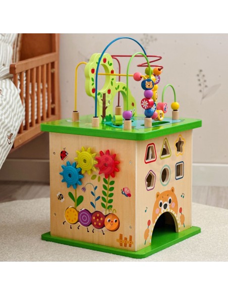 TOOKY TOY Lernwürfel Sorter Labyrinth Durchfädel-Spiel – Tiere