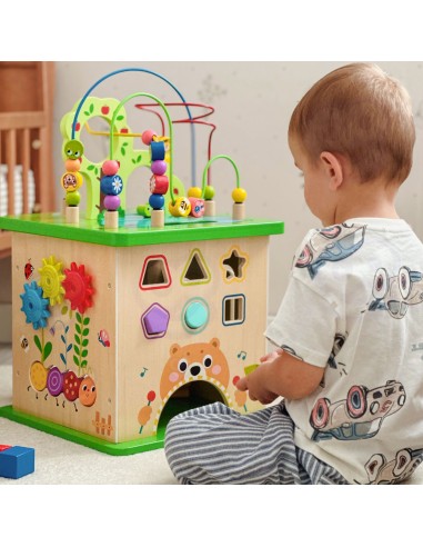 TOOKY TOY Lernwürfel Sorter Labyrinth Durchfädel-Spiel – Tiere