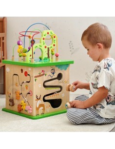 TOOKY TOY Lernwürfel Sorter Labyrinth Durchfädel-Spiel – Tiere 2