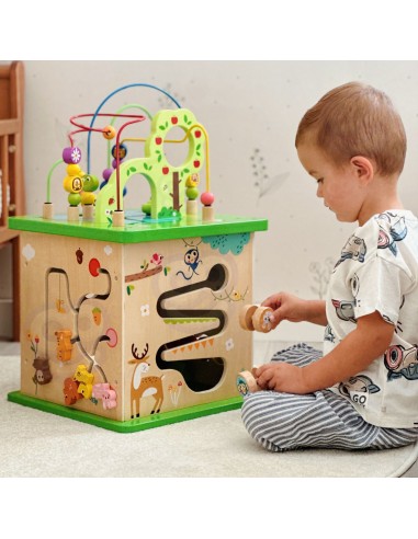 TOOKY TOY Lernwürfel Sorter Labyrinth Durchfädel-Spiel – Tiere