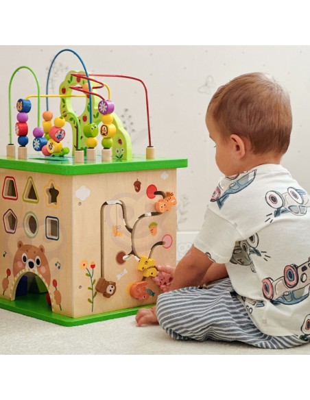 TOOKY TOY Lernwürfel Sorter Labyrinth Durchfädel-Spiel – Tiere