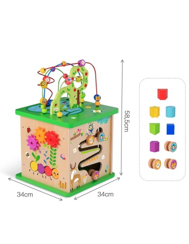 TOOKY TOY Lernwürfel Sorter Labyrinth Durchfädel-Spiel – Tiere