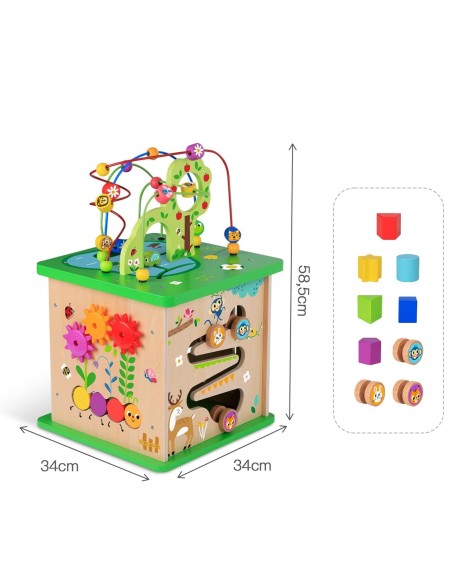 TOOKY TOY Lernwürfel Sorter Labyrinth Durchfädel-Spiel – Tiere