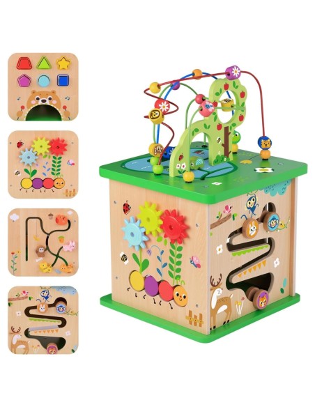 TOOKY TOY Lernwürfel Sorter Labyrinth Durchfädel-Spiel – Tiere