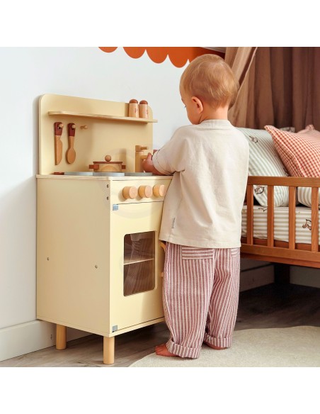 TOOKY TOY wooden beige kitchen for children - 10-piece set