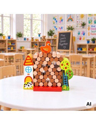 TOOKY TOY Falling Hen Arcade Game - Wooden Farm