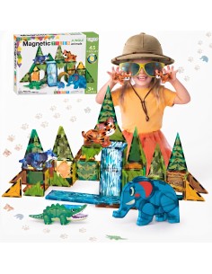 Jungle Woopie Magnetic Blocks - 45 pieces for building a safari