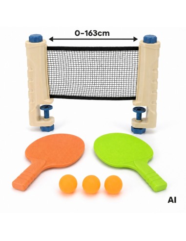 „Woopie“ 6 dalių stalo teniso rinkinys – reguliuojamo ilgio tinklas, 163 cm