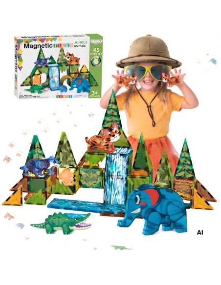 Dschungel-Woopie-Magnetbausteine – 45 Teile zum Bauen einer Safari
