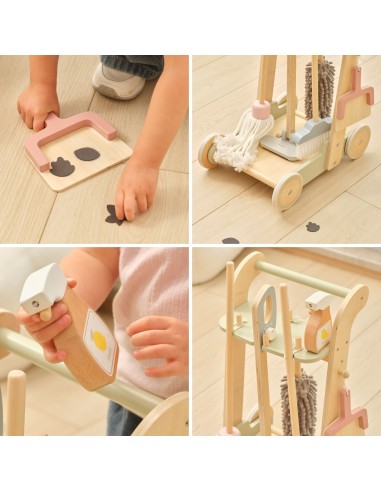 VIGA Wooden Cleaning Cart - 11-piece Set for Children